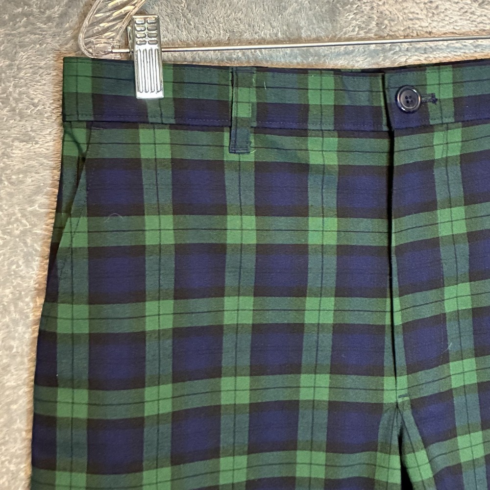 Club Room Men Black Watch Plaid Chino Short 33 Preppy Ivy League Old Money